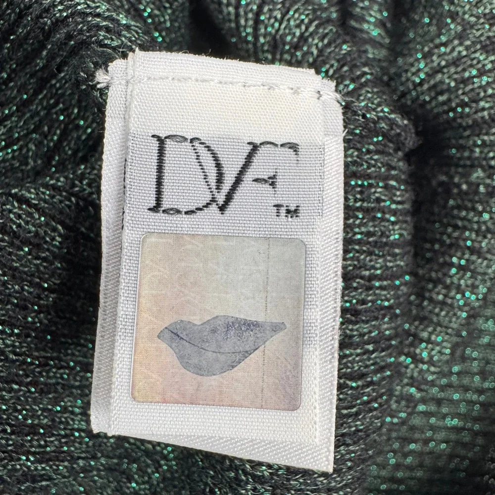 Diane von Furstenberg Tess Metallic Sweater Women S Green Mock Neck
